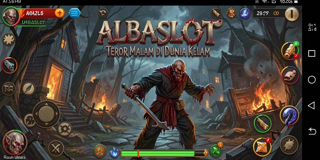 Tampilan gameplay mencekam di ALBASLOT dengan makhluk menakutkan.