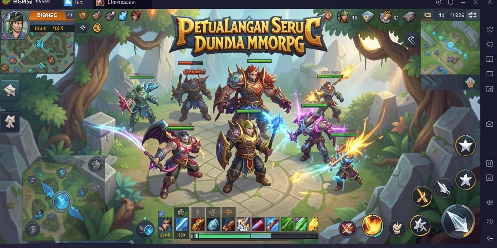 Screenshot BIGMSG menampilkan pertempuran epik di dunia MMORPG yang menakjubkan.