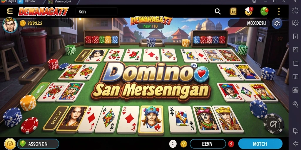 Tampilan gameplay domino yang seru dan interaktif di DEWANAGA77.