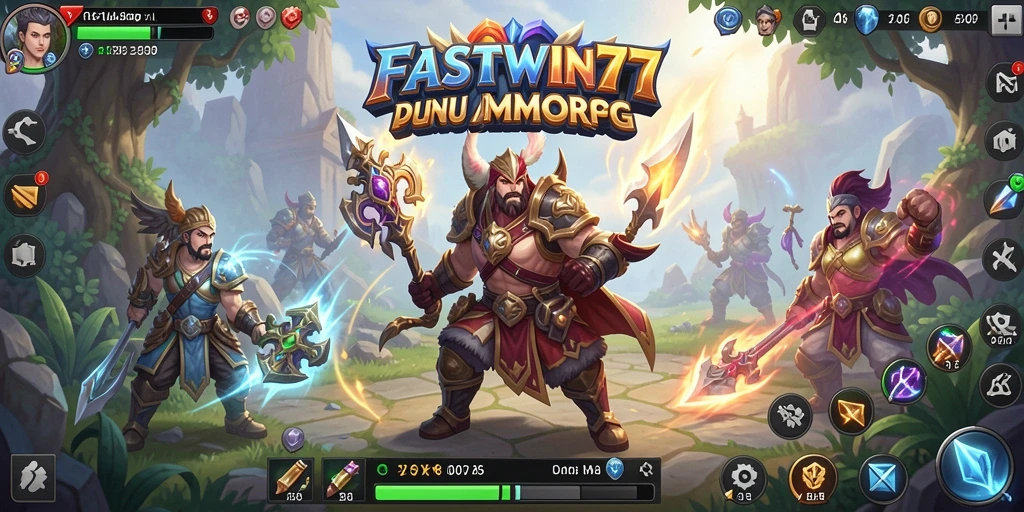 Tampilan gameplay <strong>FASTWIN77</strong> dengan pertarungan epik dan eksplorasi dunia.