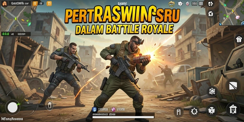 Tampilan gameplay seru di GASWIN saat pemain bertarung di Battle Royale.