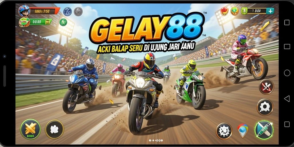 Screenshot gameplay menampilkan serunya balapan di GELAY88.