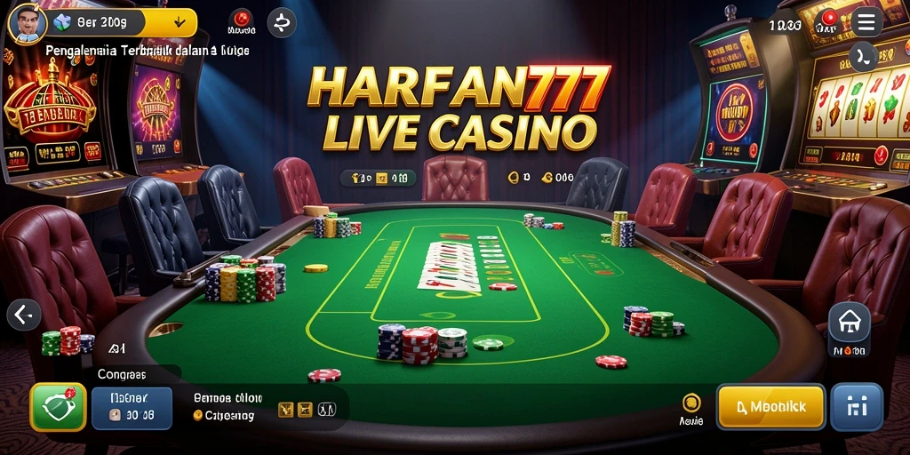 Screenshot gameplay HARAPAN777 menampilkan dealer profesional di tengah permainan Live Casino.