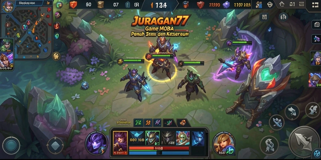 Screenshot utama JURAGAN77 menampilkan aksi gameplay yang intens.