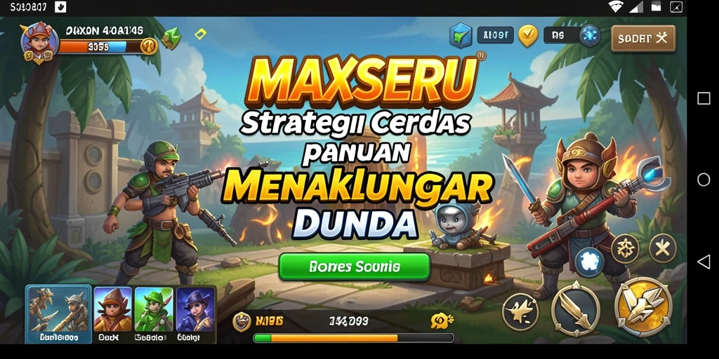 Tampilan gameplay MAXSERU dengan strategi pertempuran yang mendebarkan.
