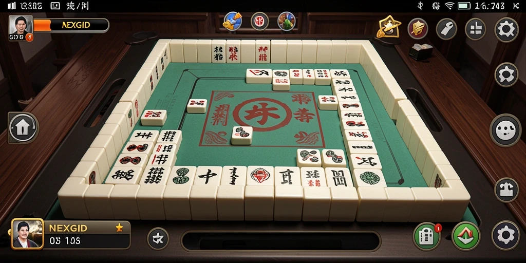 Tangkapan layar utama NEXGID menunjukkan momen seru dalam permainan Mahjong.
