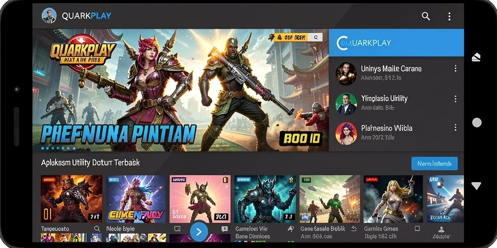 Tampilan antarmuka utama QUARKPLAY yang intuitif dan user-friendly.