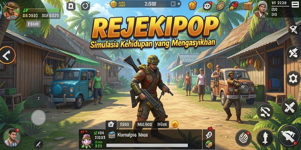 Tampilan menarik dari gameplay REJEKIPOP yang penuh warna.