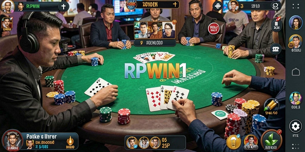 Tampilan gameplay Poker yang seru dan interaktif di RPWIN1.