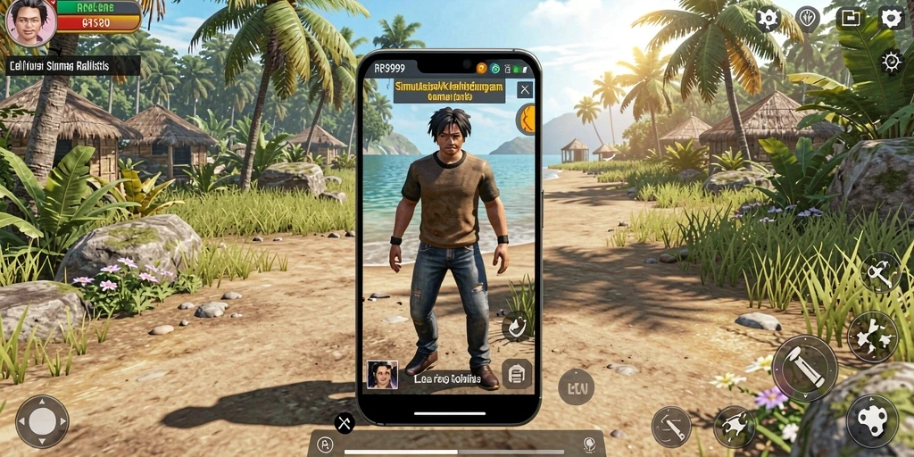 Tampilan gameplay RR999 dengan karakter yang sedang berinteraksi.