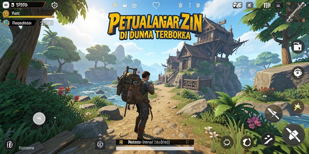 Tampilan gameplay S9S9 yang menggambarkan dunia terbuka yang luas.