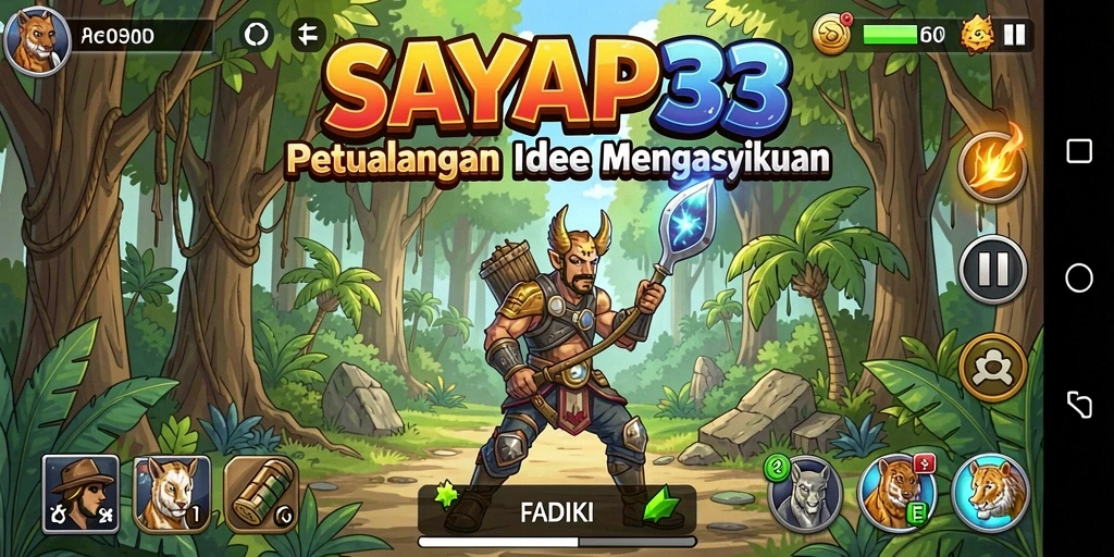 Screenshot gameplay utama SAYAP33 dengan elemen petualangan Idle.