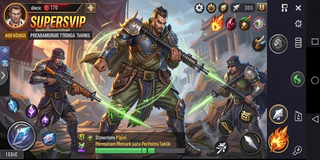Tampilan gameplay menegangkan dalam SUPERSVIP yang penuh strategi.