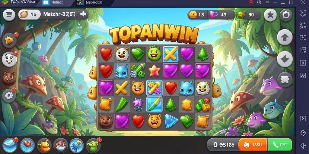Gameplay seru dalam TOPANWIN yang menampilkan kombinasi Match-3.