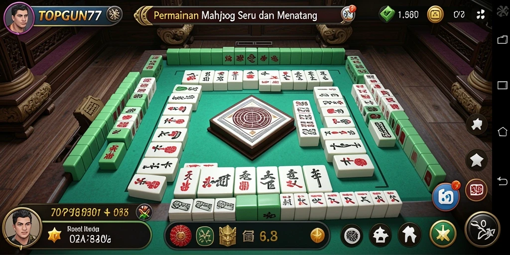 Tampilan gameplay menarik dalam TOPGUN77 saat menyusun ubin Mahjong.