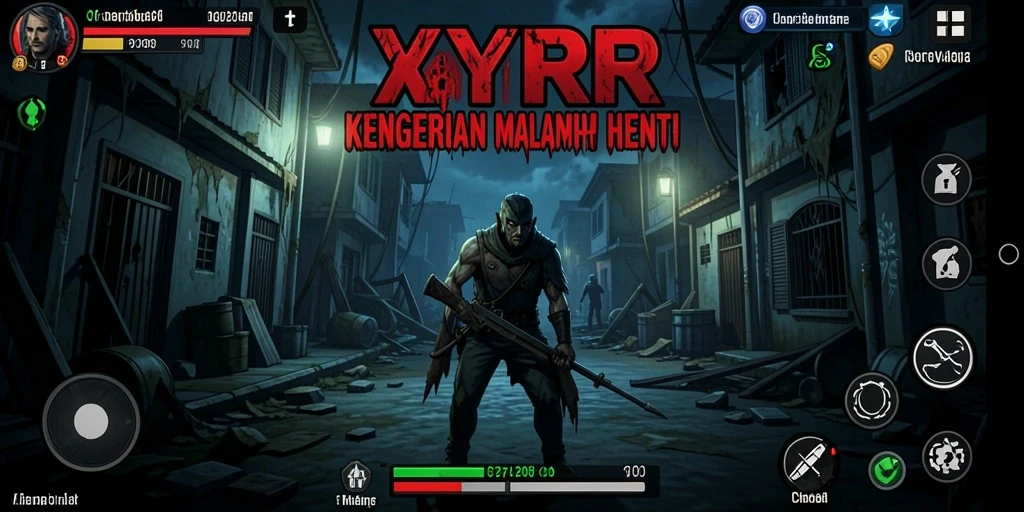 Screenshot gameplay menakutkan dari YYRR yang menunjukkan suasana horror.