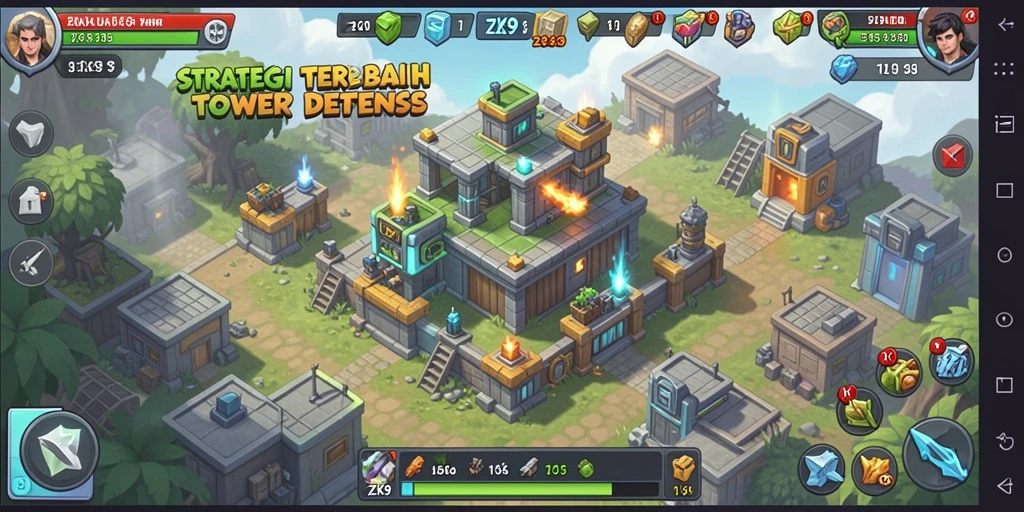 Tangkapan layar menunjukkan aksi epik dalam gameplay Tower Defense ZK9.